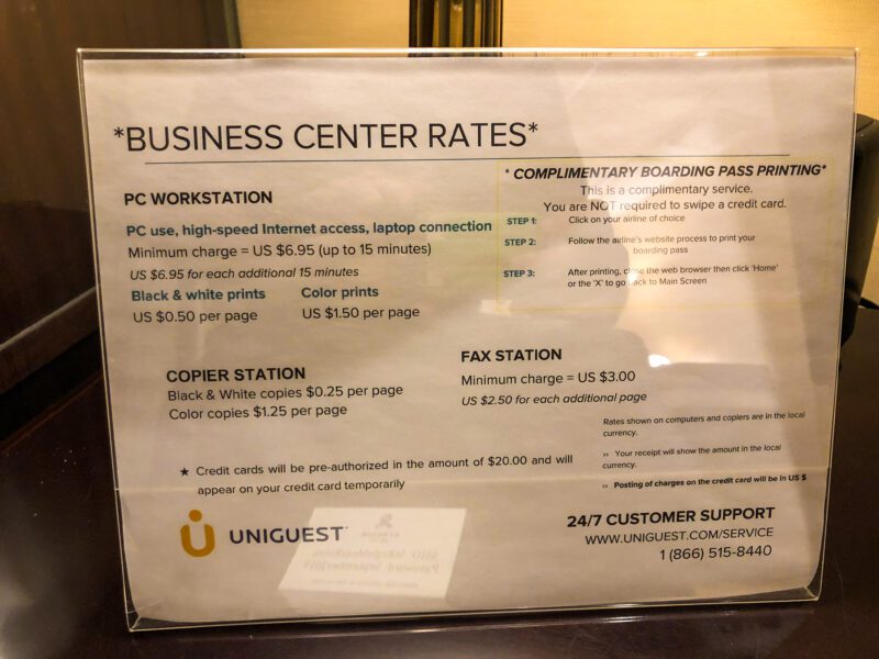 St Regis New York business center fees