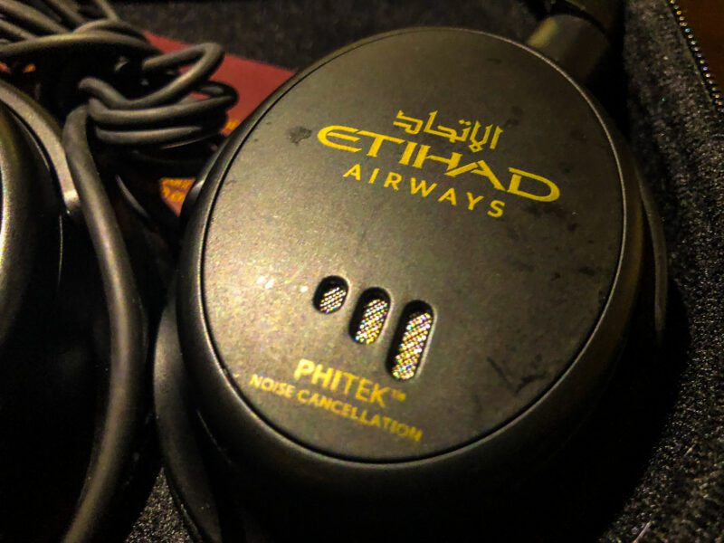 Etihad first class headphones close-up