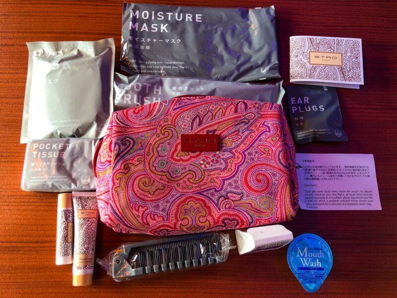 Japan Airlines First Class Etro Amenity Kit Contents