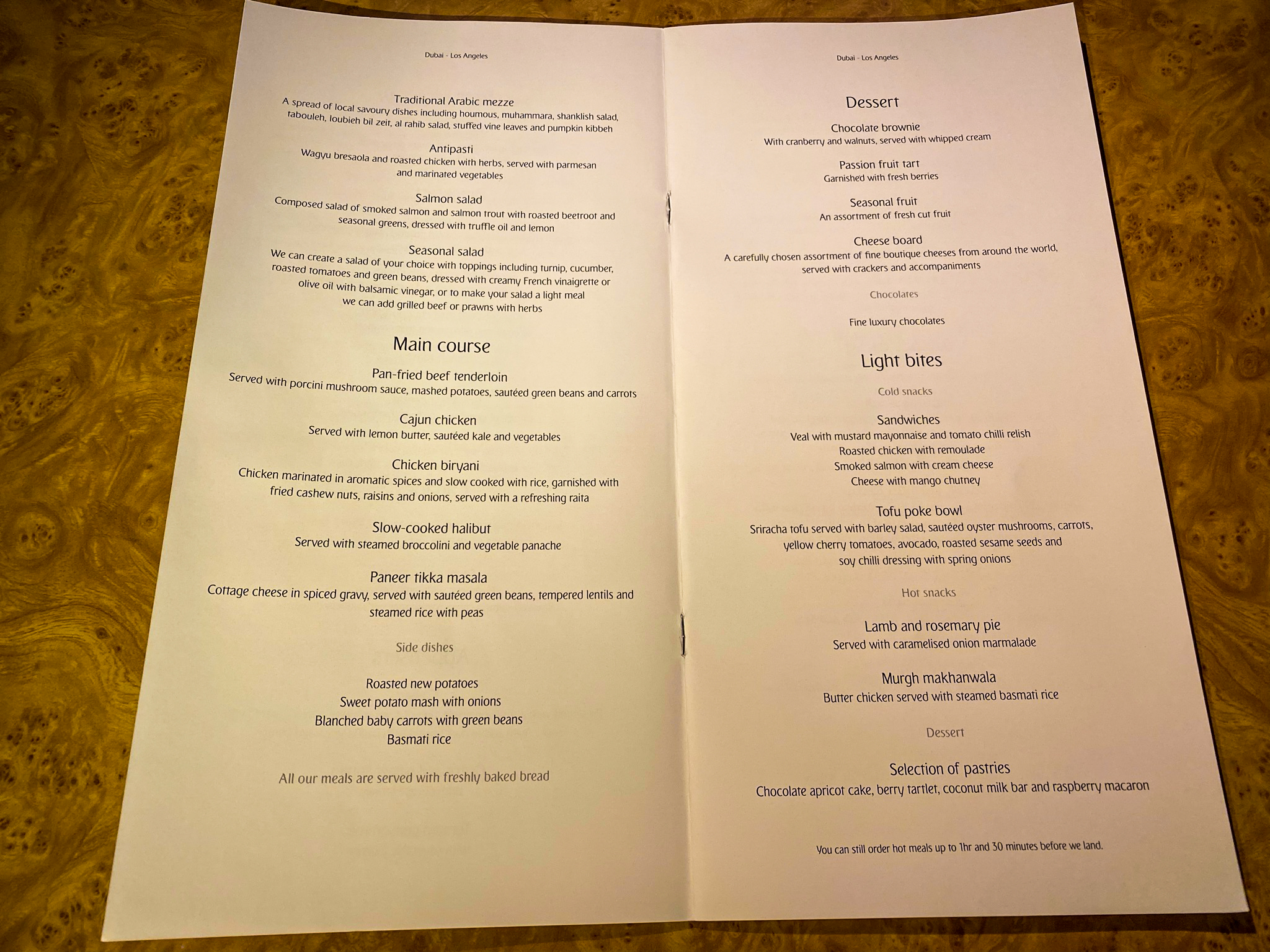 Emirates 777 First Class Food And Beverage Menu