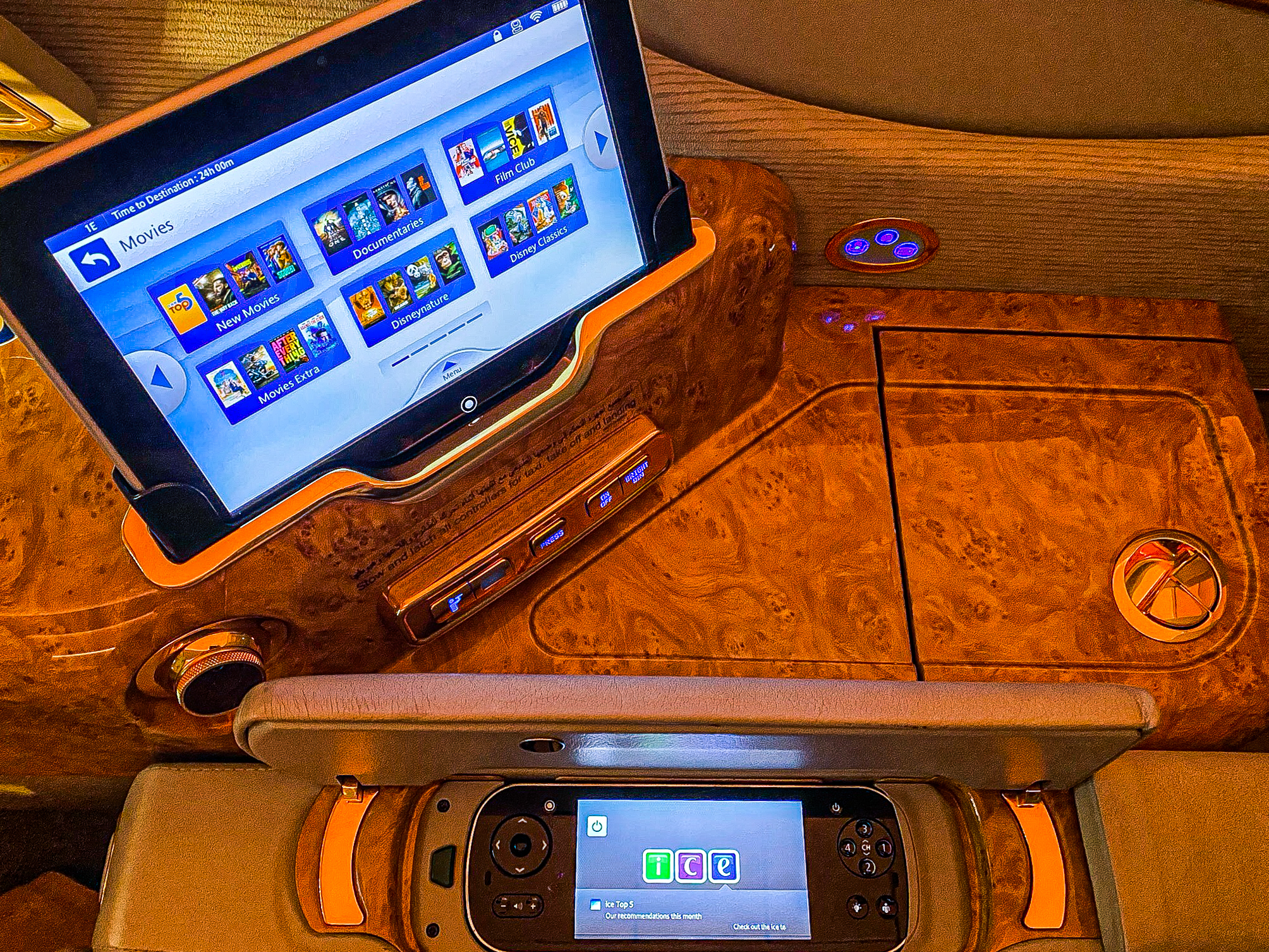 Emirates 777 First Class In Flight Entertainment Remote And Tablet
