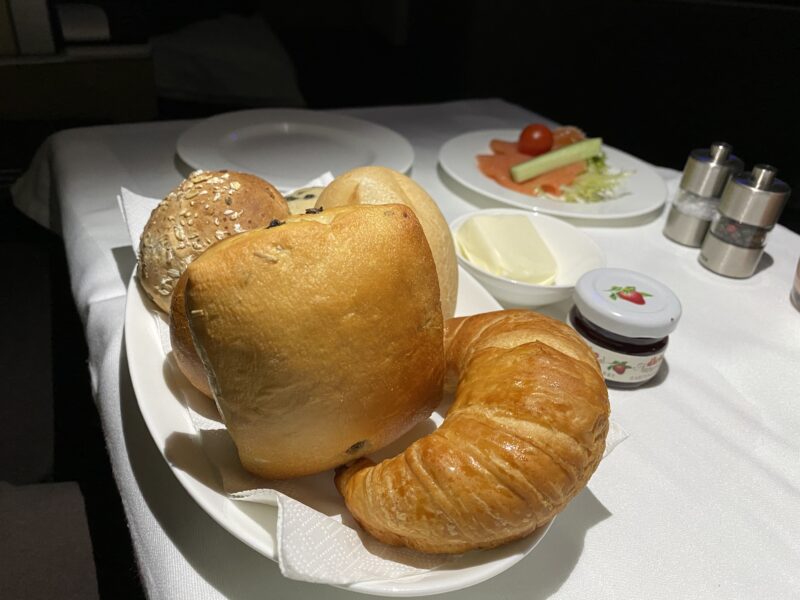 Lufthansa 747 8 First Class Bread Selection With Jam