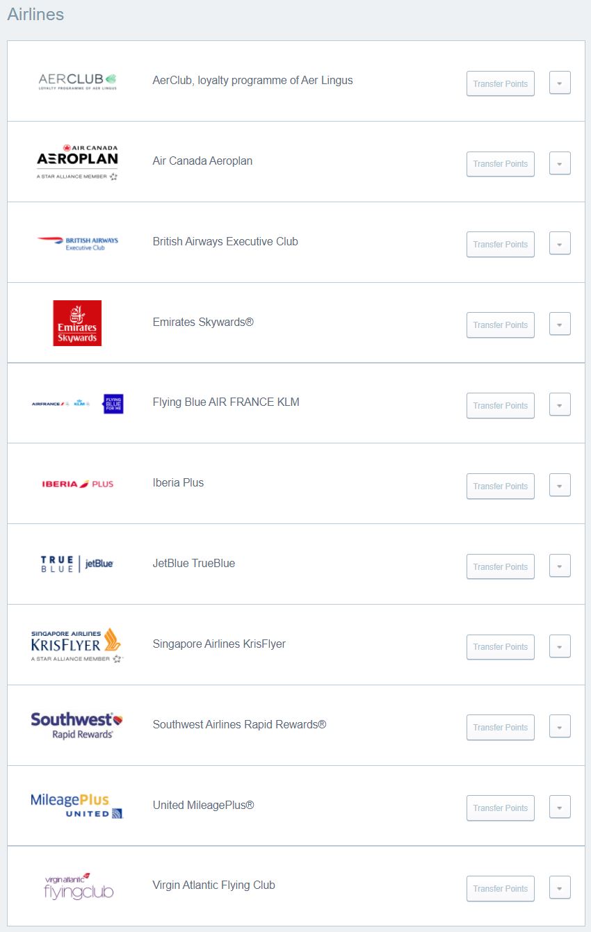 Chase airline transfer partners