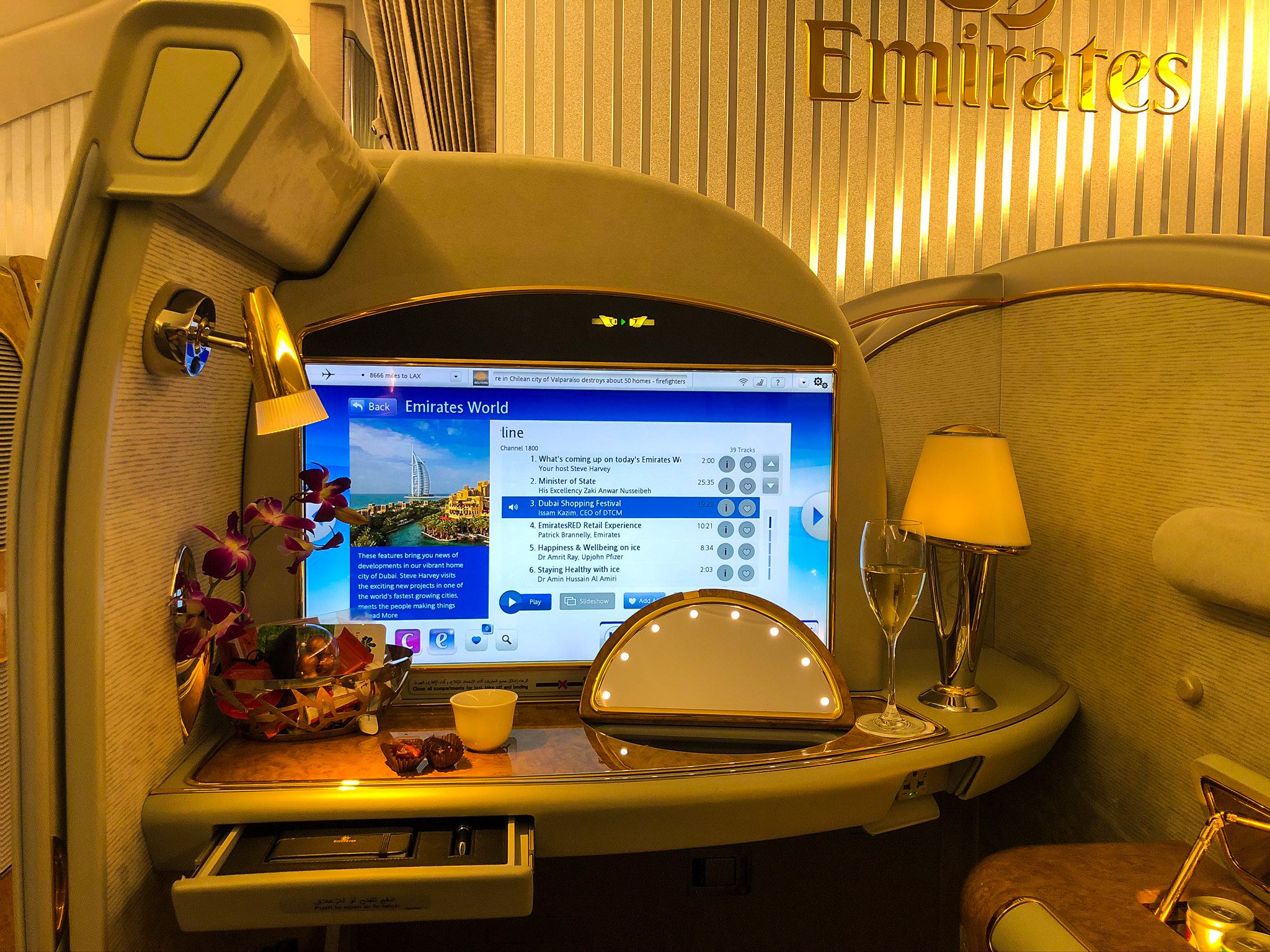 Emirates first class in-flight monitor