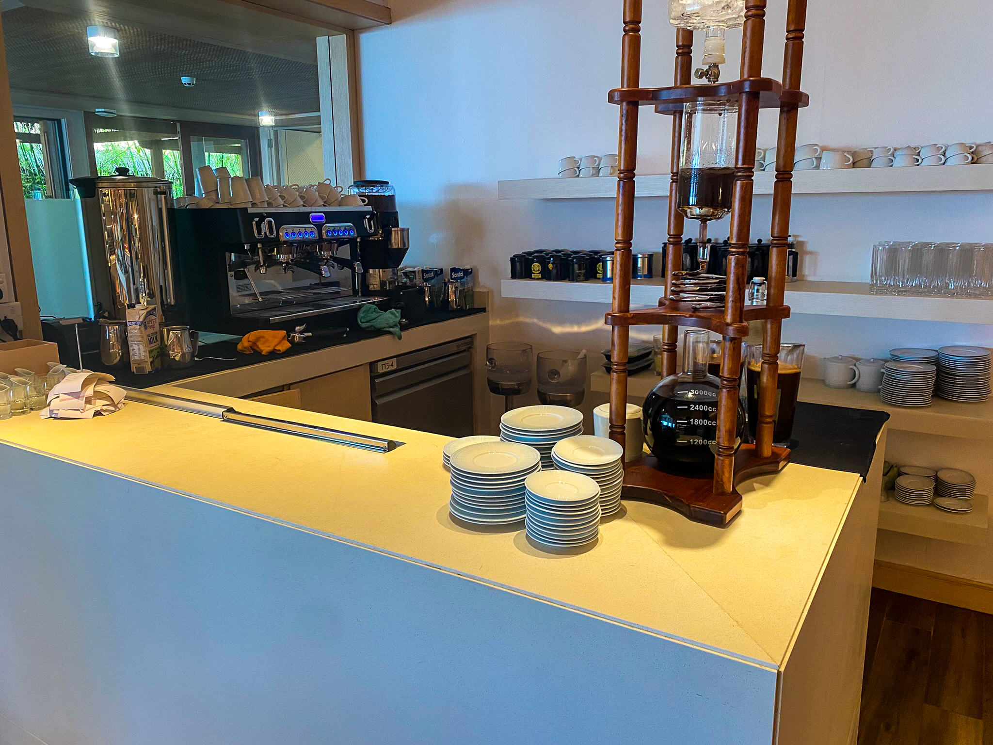 Waldorf Astoria Maldives Ithaafushi Tasting Table espresso and coffee bar