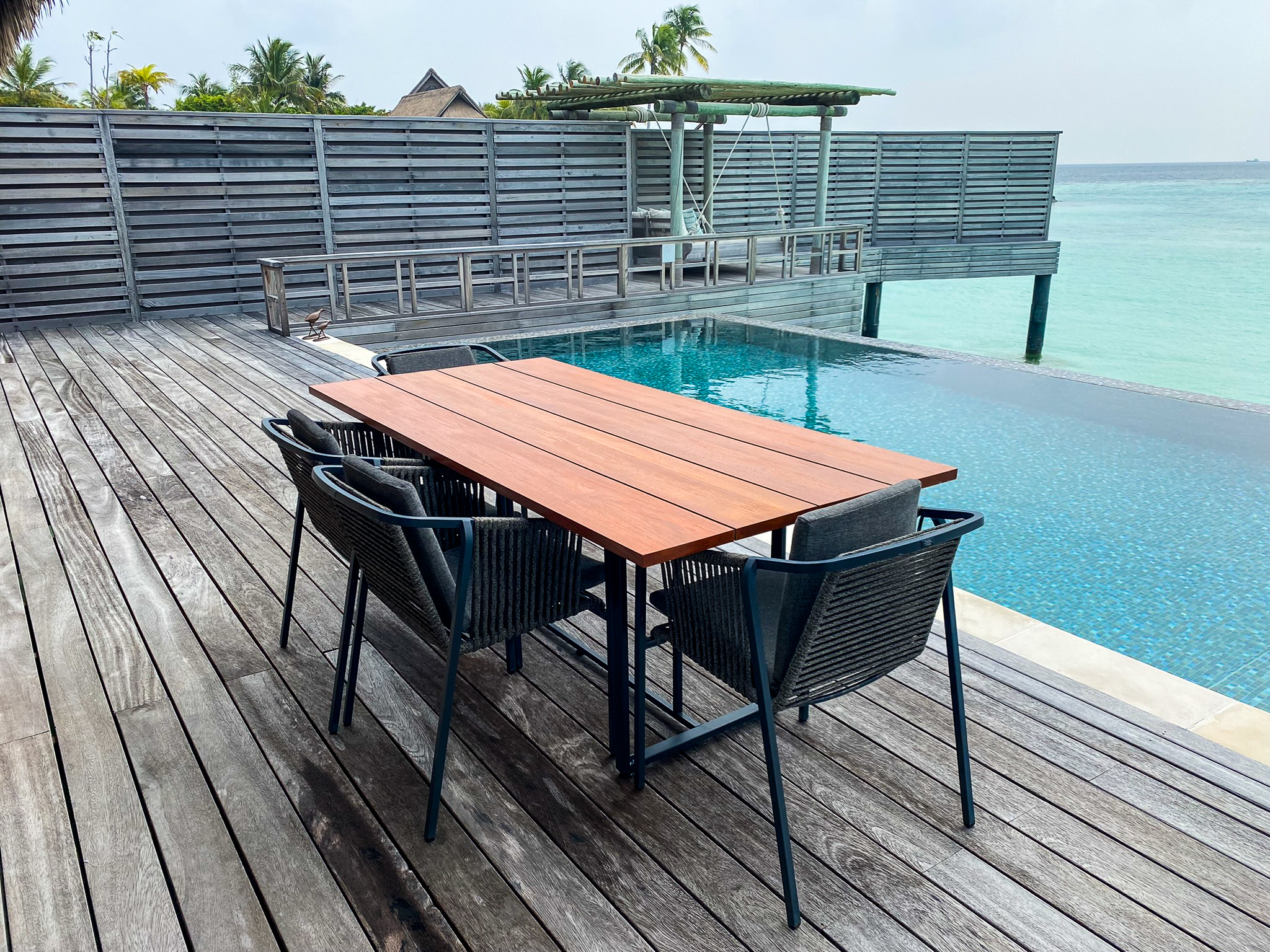 Waldorf Astoria Maldives Ithaafushi king reef villa outdoor dining table