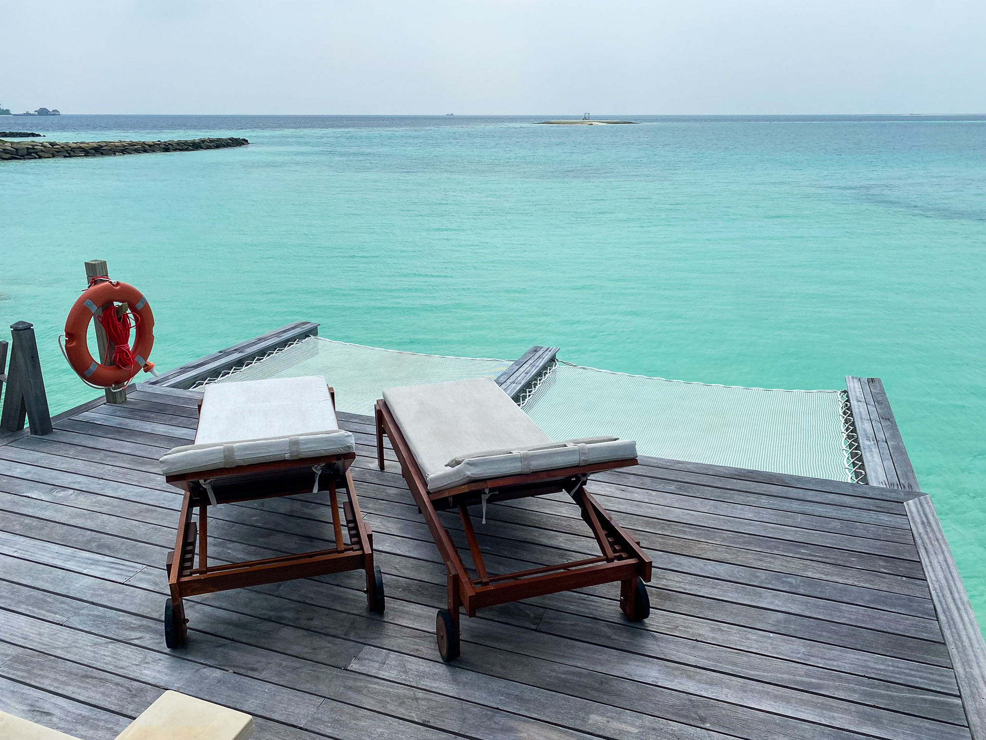 Waldorf Astoria Maldives Ithaafushi king reef villa sunloungers and lounging nets