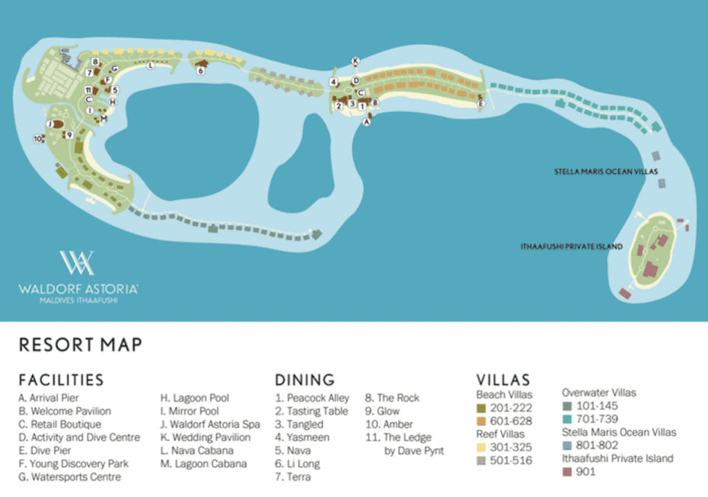 Waldorf Astoria Maldives Ithaafushi resort map