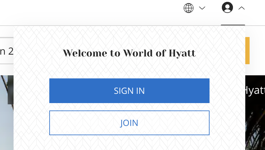 Hyatt Sign-In Page