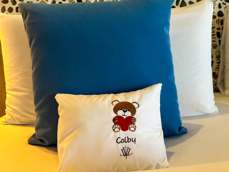 Las Ventanas al Paraiso oceanview junior suite custom embroidered pillow