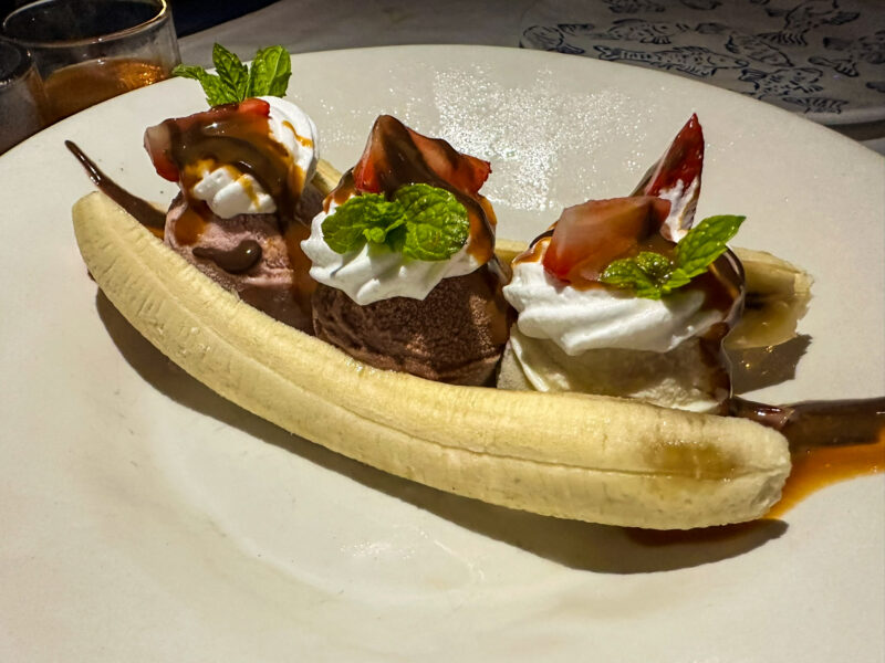 Sea Grill banana split dessert